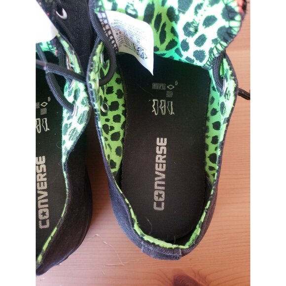 Converse All Star Chuck Taylor Sneakers Womens 9.5 Double Tongue Black Cheetah - Picture 10 of 12